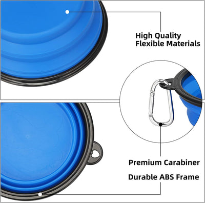Large Collapsible Dog Bowls - 2 Pack, 34 Oz Foldable Travel Bowls for Pets