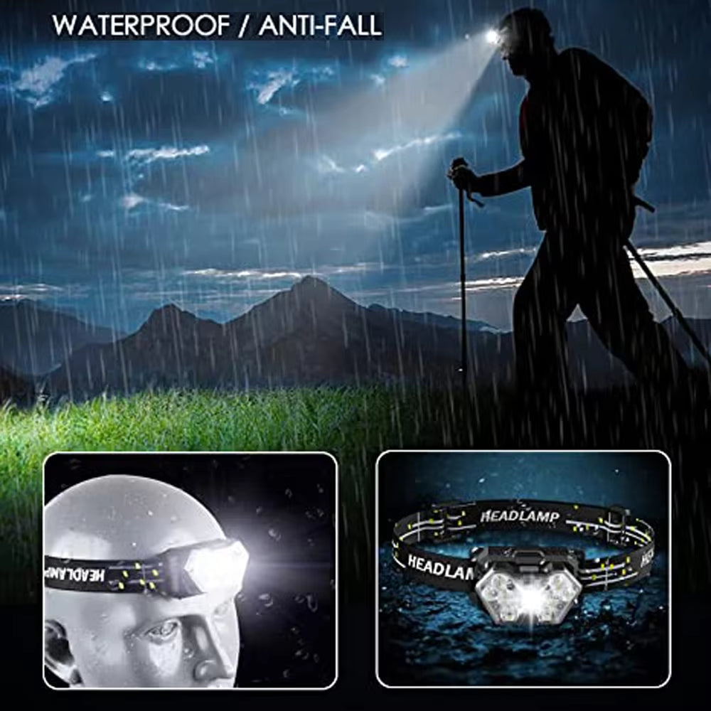 Rechargeable 9-LED Motion Sensor Headlamp - Portable Outdoor Headlight for Fishing, Camping, and Work