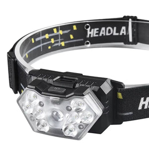 Rechargeable 9-LED Motion Sensor Headlamp - Portable Outdoor Headlight for Fishing, Camping, and Work