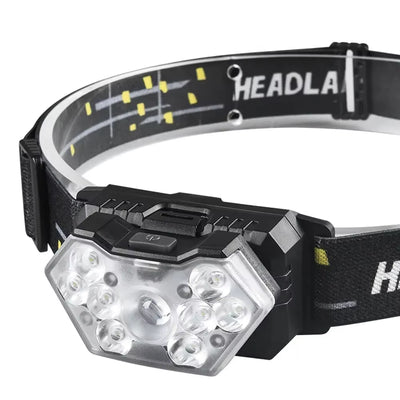 Rechargeable 9-LED Motion Sensor Headlamp - Portable Outdoor Headlight for Fishing, Camping, and Work