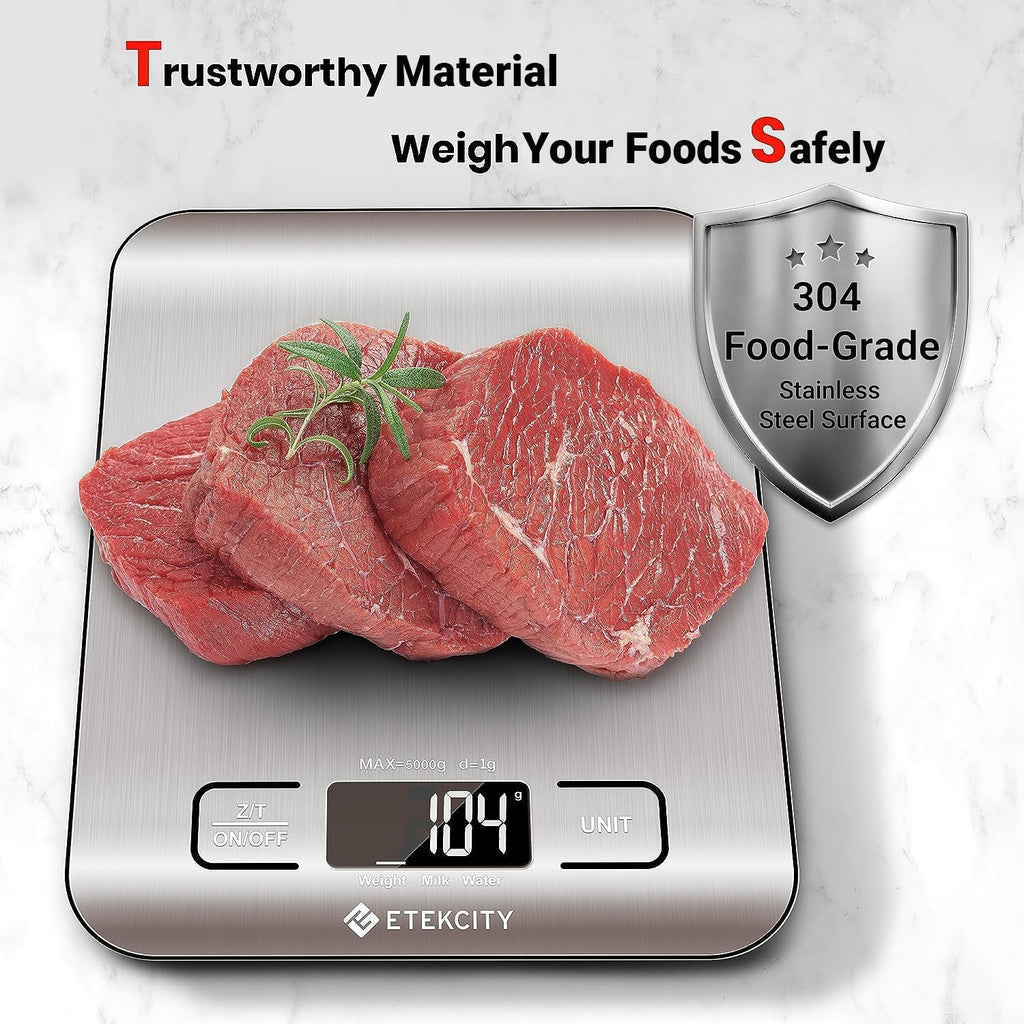 Digital Kitchen Scale for Food Measurement, Grams and Ounces, Capacity 11 lbs