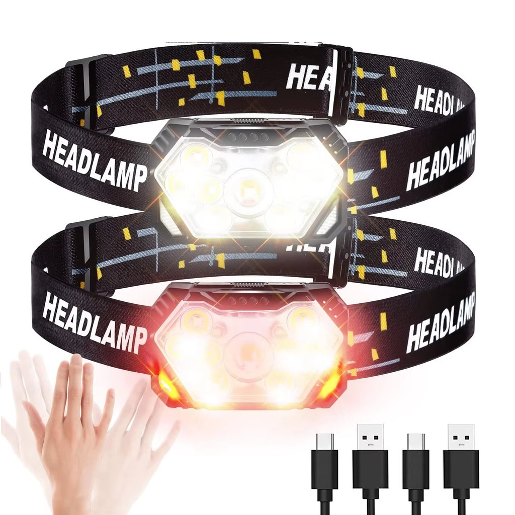 Rechargeable 9-LED Motion Sensor Headlamp - Portable Outdoor Headlight for Fishing, Camping, and Work