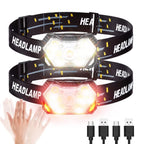 Rechargeable 9-LED Motion Sensor Headlamp - Portable Outdoor Headlight for Fishing, Camping, and Work