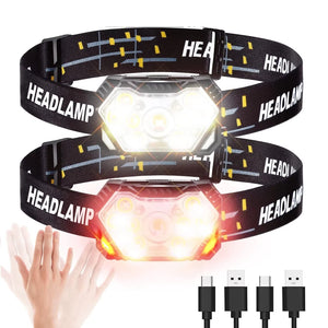 Rechargeable 9-LED Motion Sensor Headlamp - Portable Outdoor Headlight for Fishing, Camping, and Work
