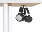 Aluminum Dual Headphone Hanger Stand for Under Desk Mounting, Adhesive and Screw Options, Space-Saving Accessory for All Headphones, Black