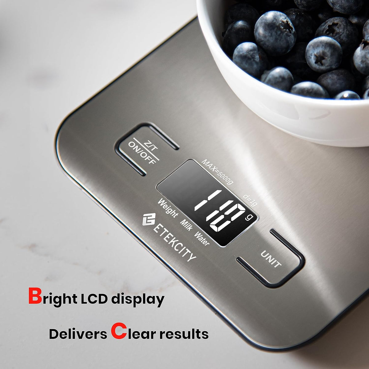 Digital Kitchen Scale for Food Measurement, Grams and Ounces, Capacity 11 lbs