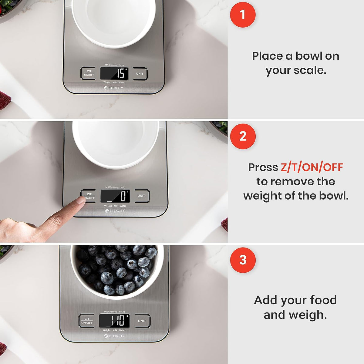 Digital Kitchen Scale for Food Measurement, Grams and Ounces, Capacity 11 lbs