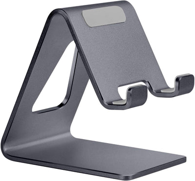 Aluminum Mobile Phone Stand and Desk Holder for iPhone and Samsung Smartphones - Dark Gray