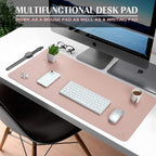 Large Office Desk Mat, Leather Mouse Pad (31.5"X15.7", Pink)