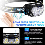 Rechargeable 9-LED Motion Sensor Headlamp - Portable Outdoor Headlight for Fishing, Camping, and Work