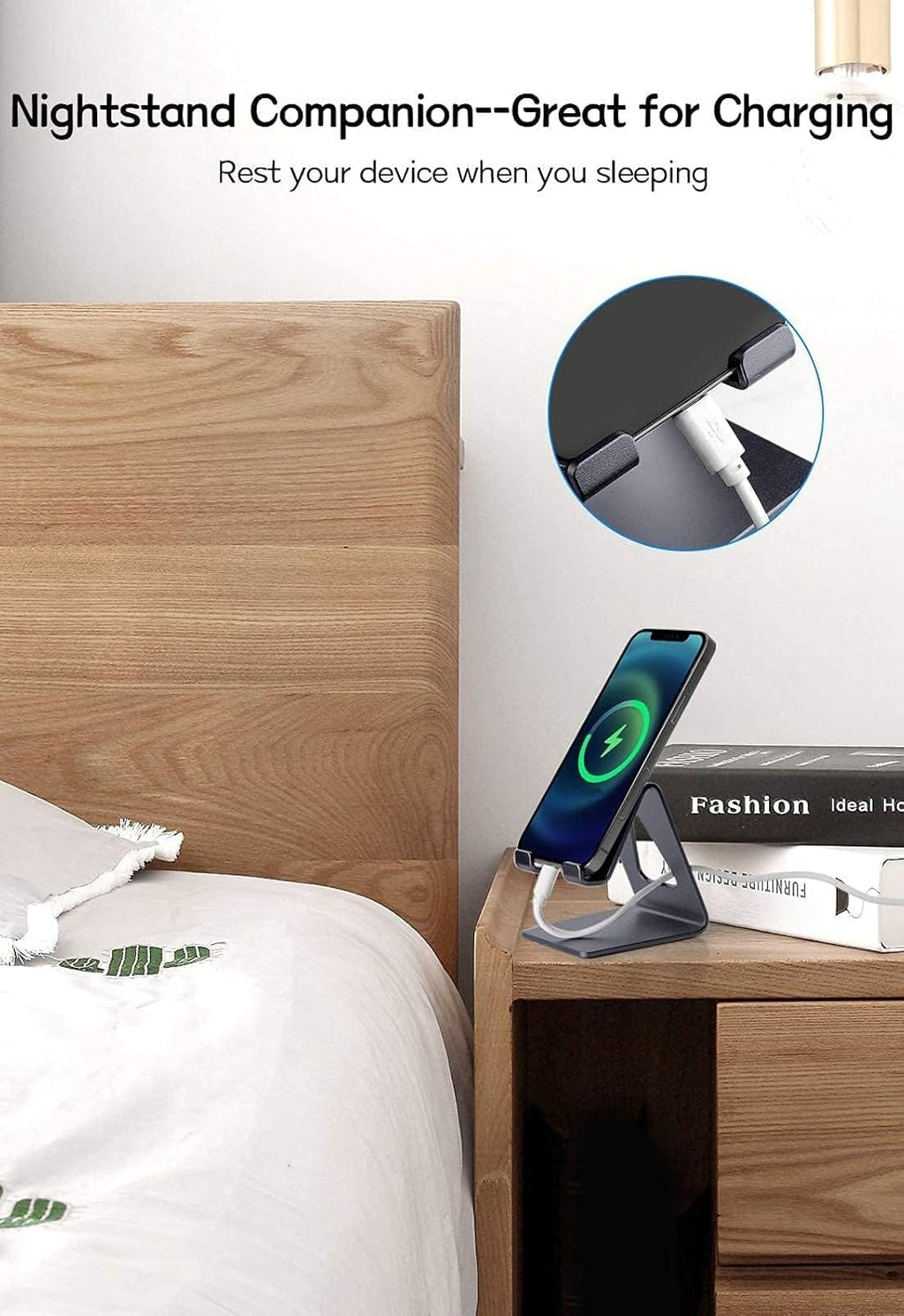 Aluminum Mobile Phone Stand and Desk Holder for iPhone and Samsung Smartphones - Dark Gray